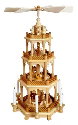 Obrázek produktu pro Pyramidový betlém s anděly přírodní ŠxVxH 35x68x35cm NOVINKA