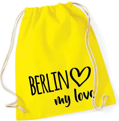 Produktbild von Huuraa Turnbeutel Berlin my love 12 Liter Yellow Baumwolle Rucksack Geschenkidee