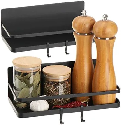 Produktbild von PolkaHome® Magnetisches Aufhängesystem – 2-teiliger Küchenorganizer mit Haken, 24 x 11 x 8 cm, Schwarz