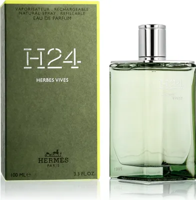 Zdjęcie produktu dla Hermes H24 Herbes Vives, Mężczyźni, 100 ml, Perfumy w płynie, Alcohol, Parfum (Fragrance), Aqua (Water), Dipropylene Glycol, Limonene, Benzyl Salicylate,..., Francja, 1 szt.