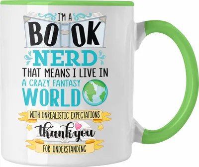 Produktbild von Trendation - Lesen Kaffeetasse Leseratte Geschenkidee Buch Leser Tasse mit Spruch Bücherwurm (Grün)