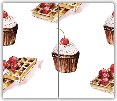 Produktbild von Tulup Glas-Herdabdeckplatte - 2x30x52cm - Glaskeramikkochfeld-Abdeckung Spritzschutz Zweiteilig Dessert