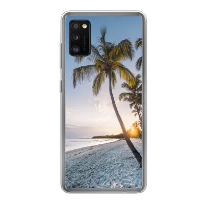 Produktbild von MuchoWow® Handyhülle Schutzhülle Hülle für Samsung Galaxy A41 Strand - Sonnenuntergang - Palme Silikon Softcase Handy Hülle - Mobiltelefon