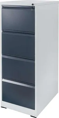 Zdjęcie produktu dla Szafa na dokumenty metalowa kartotekowa FURVERO W4S S/G 4 szuflady A4 szara/grafitowy front 45x62x134cm skręcana