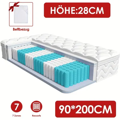 Produktbild von Matratzen – Taschenfederkernmatratzen – 7-Zonen-Matratzen – Ergonomische Matratzen – Federkernmatratzen – Festigkeit H3