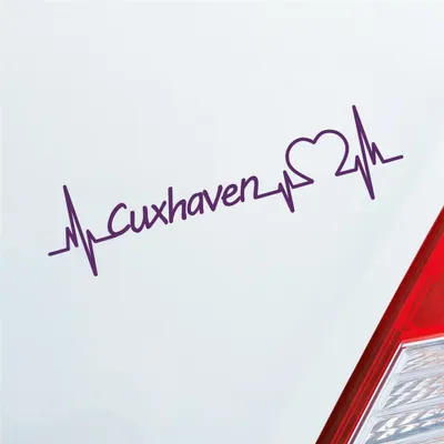 Produktbild von Auto Aufkleber Cuxhaven Herz Puls Stadt City Liebe Love Herzschlag Heimat 19x5 cm Lila Sticker Heckscheibenaufkleber
