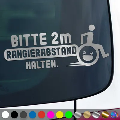Produktbild von PantherPixel 2m Rangierabstand Aufkleber Halten Rollstuhlfahrer Sticker Auto Geschenkidee Farbe Silber