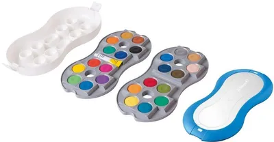 Produktbild von Deckfarbkasten Space+ 24 Farben + Deckweiß blau Packung mit 20 Stück