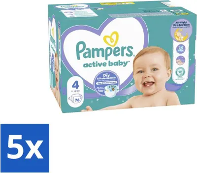 Produktbild von Pampers – Windeln – Baby Dry Größe 4 – 76 Windeln - Vorteilspack - 5 Stücke