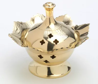 Produktbild von Messing Rauchgefäß H 10 cm, Messing, gold, für Räucherkohle