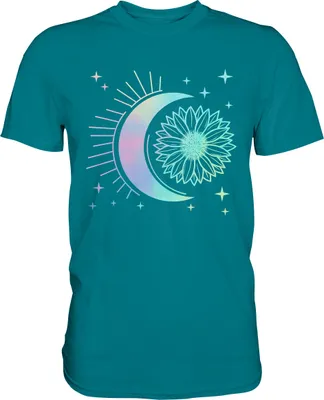 Produktbild von Pastel Goth Mond Sonnenblumen T-Shirt Gärtner Geschenk – Diva Blue / L