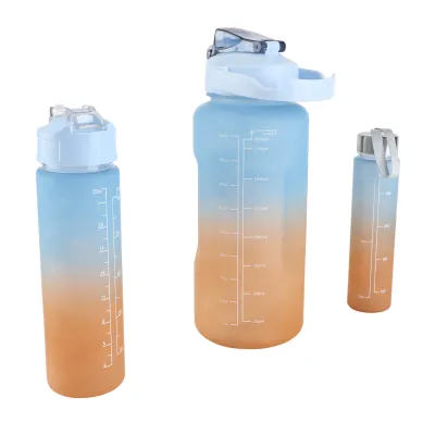 Produktbild von 3 in 1 Becher, Wasserflasche, Plastikwasserbecher, Strohhalmbecher für draußen, kalte Wasserflasche