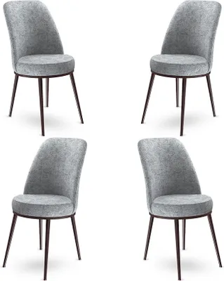 Produktbild von Skye Decor, Dexa - Grey, Brown, Stuhlset (4 Stück), 100 % METALL, Grau, 45 x 42 x 89 cm