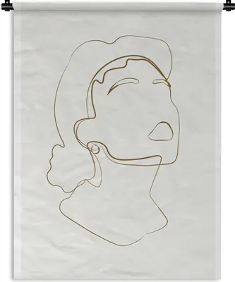 Produktbild von MuchoWow® Wandteppich Wandbehang Frauen - Linienkunst - Minimalismus 90x120 cm Tapisserie Dekoration Wandtuch - Wanddeko