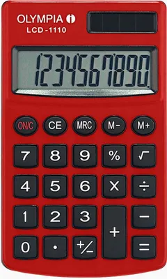Olympia 1110 Pocket Calculator - Solar & Battery Powered, 10-Digit LCD, Basic Functions With Memory & Square Root (Red)-467864