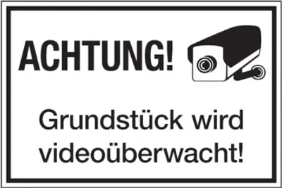 Produktbild von Dreifke® Hinweisschild, Grundstück wird videoüberwacht, 200 x 300 mm, Aluverb...