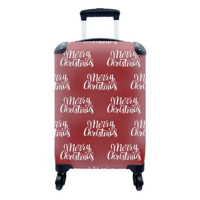 Produktbild von MuchoWow® Koffer Handgepäck Trolley Rollkoffer Kleine Reisekoffer mit 4 Rollen - Zitate - Weihnachten - Muster - Rot - Weiß - Cabin Size < 55x40x23 cm & 55x40x20 cm - Fotokoffer - Kabinenkoffer - Boardgepäck - Reise-Box - Reisekoffer - Reisegepäck - Koffer mit Bild - Trolley für Kinder
