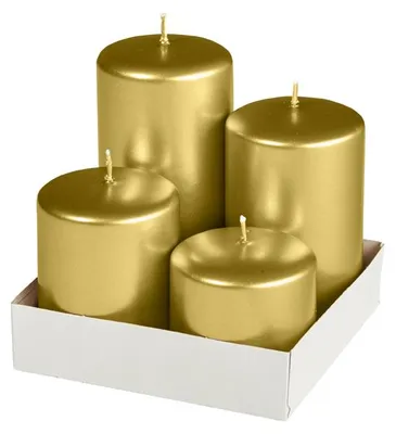 Produktbild von Adventset Stumpenkerzen Italiengold Ø 60 mm, 4 Stück