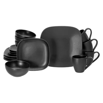 Obrázok produktu pre CreaTable, 16818, Magic Black Square Black, kombinovaná sada 16 ks, kamenina