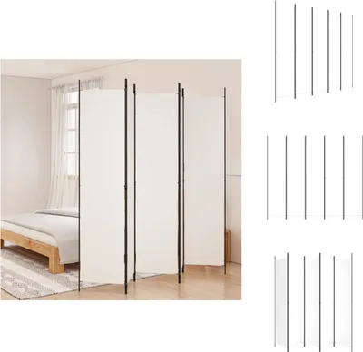 A room divider is shown in a bedroom setting, with a bed and rug visible.