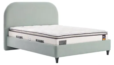 Zdjęcie produktu dla Zielone łóżko o minimalistycznym designie z zaokrąglonym zagłówkiem