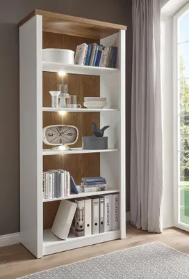 Produktbild von Landhaus Wohnzimmer Standregal Bücherregal Regal 90cm pinie weiß eichefarben hell