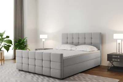 Produktbild von Boxspringbett Schlafzimmerbett SENON 160x220cm Stoff Hellgrau inkl. Bettkasten