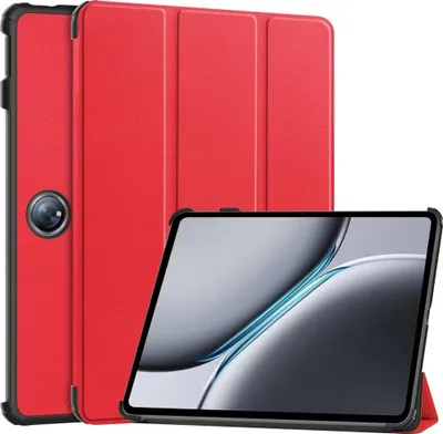 Produktbild von OnePlus Pad 2 Hülle - Tri-Fold Ständer Klapphülle mit Schlaf/Wach-Funktion - Rot