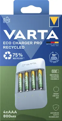 Image de VARTA 57683101131 Chargeur VARTA Eco Charger Pro Recycled, incl. 4x Micro AAA