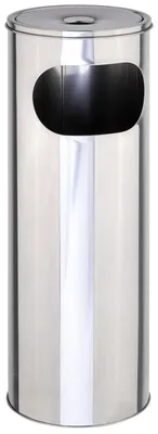 Obrázek produktu pro Novaliv Stojící popelník pro venkovní použití nerezová ocel stříbrná 58 cm výška 21 cm Ø 2v1 na odpadky a cigaretový odpad venkovní popelník pro venkovní použití stojící kovové síto odpadkový koš se stojanem na popelník