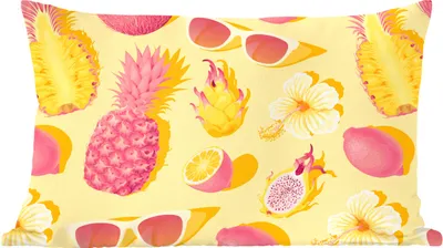 Produktbild von MuchoWow® Zierkissen Sofakissen Wohnzimmer Dekokissen 50x30 cm Sommer - Ananas - Gelb - Wohnzimmerdekoration - Polster mit Photo