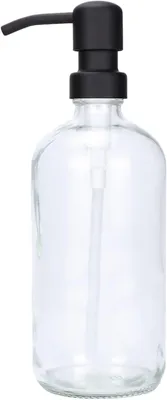 Obrázek produktu pro Dávkovač mýdla z tlustého čirého skla, 500 ml, nerezová pumpička, koupelna/kuchyně