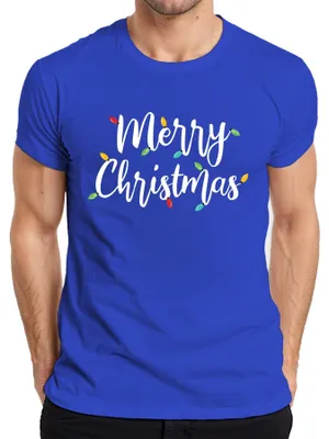 Produktbild von Merry Christmas Lichterkette - Weihnachten Weihnachtsgeschenk Herren T-Shirt, Blau, L