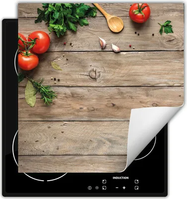 Produktbild von DarHaus Herdabdeckplatte 50x52 cm Anti Rutsch Matte Aufrollbar, Tomate - Holz