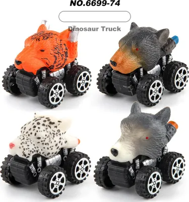 Obrázek produktu pro 4 Pcs / taška Dinosaur Stáhnout auto hračky děti Cartoon Off- road Competitive # 3