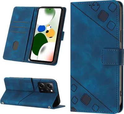 Produktbild von Hülle für XiaomiPoco X5 Pro /Redmi Note 12 Pro Speed Prägung Flip Leder Brieftasche Schutzhülle mit Ständer Blau