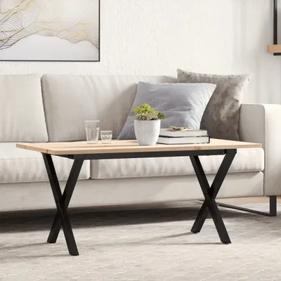Produktbild von Möbel Couchtisch X-Gestell 100x50x45 cm Massivholz Kiefer & Stahl - Esstische 3282688