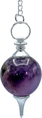 Obrázek produktu pro Kyvadlo Ametyst & Kov & Chakra Řetěz -- sada 2 ks - 24 G; 4x2 cm