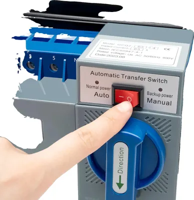 Zdjęcie produktu dla Automatyczny przełącznik, 2-sekundowe przełączanie, tryb ręczny i automatyczny, kompaktowa konstrukcja