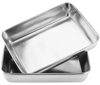2er Set tiefe Backbleche 30x25x5 cm Edelstahl