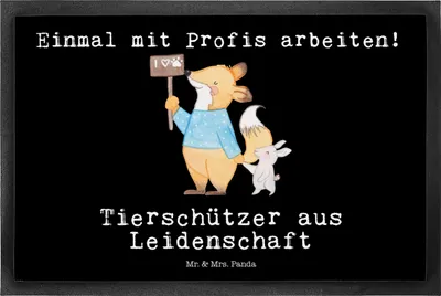 Produktbild von Mr. & Mrs. Panda fußmatte Tierschützer Leidenschaft 50 x 75 cm - Schwarz - Geschenk, Schmutzmatte, Eingangsteppich, Bodenvorleger, Türmatte, Schmutzfangmatte