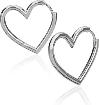 Produktbild von Paar 25mm Herz Klappcreolen 925 Silber Damen Liebe Ohrringe 1,8mm starke Creolen