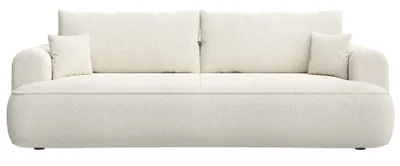 Image de Selsey Ovo - Canapé-lit 3 places avec coffre de lit, housse chenille crème, 250 cm