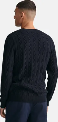 Image de Gant Pull-over col rond marine uni coton gros tricot