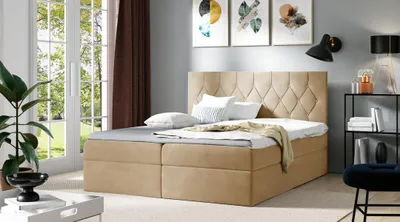 Obrázek produktu pro postel s pružinovým boxem Hotelové postele Čalounění Postelový box 180x200cm Béžová barva