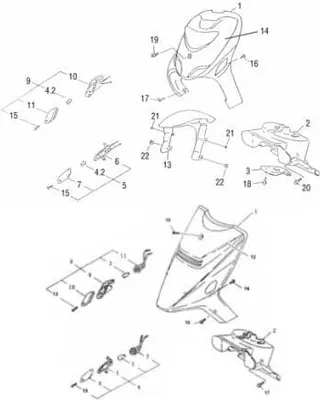 Produktbild von SMC Frontverkleidung rot Frontschürze 51151-NNF-0002 Motorroller.de Frontmaske Front-Cover Lenkerverkleidung Front-Schürze Wetterschild Dekorblende