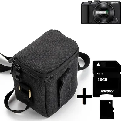 Produktbild von K-S-Trade Umhängetasche kompatibel mit Nikon Coolpix A900 Schulter Tasche Tragetasche Kameratasche Fototasche + 16GB Speicherkarte schwarz