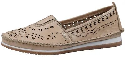 Produktbild von Andrea Conti Damen Slipper aus wrinkled Leder mit Lochmuster 1889603, Größe:41 EU, Farbe:Beige