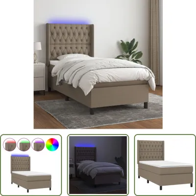 Produktbild von The Living Store Boxspringbett mit Matratze & LED Taupe 100x200 cm Stoff