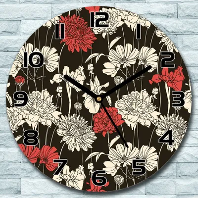 Produktbild von Wanduhr aus Glas Rund fi 30 Blumenstrauß Vintage Quarz Deko Schlafzimmer Büro
